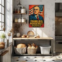 Franklin D Roosevelt 32nd President Poster Wall Art Print