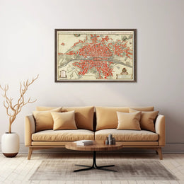 Vintage Map of Paris Wall Mural. Plattegrond van Parijs (ca. 1721–1774)
