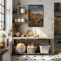 Yonkers Vintage Cityscape Travel Poster Retro Wall Art