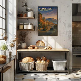 Yonkers Vintage Cityscape Travel Poster Retro Wall Art