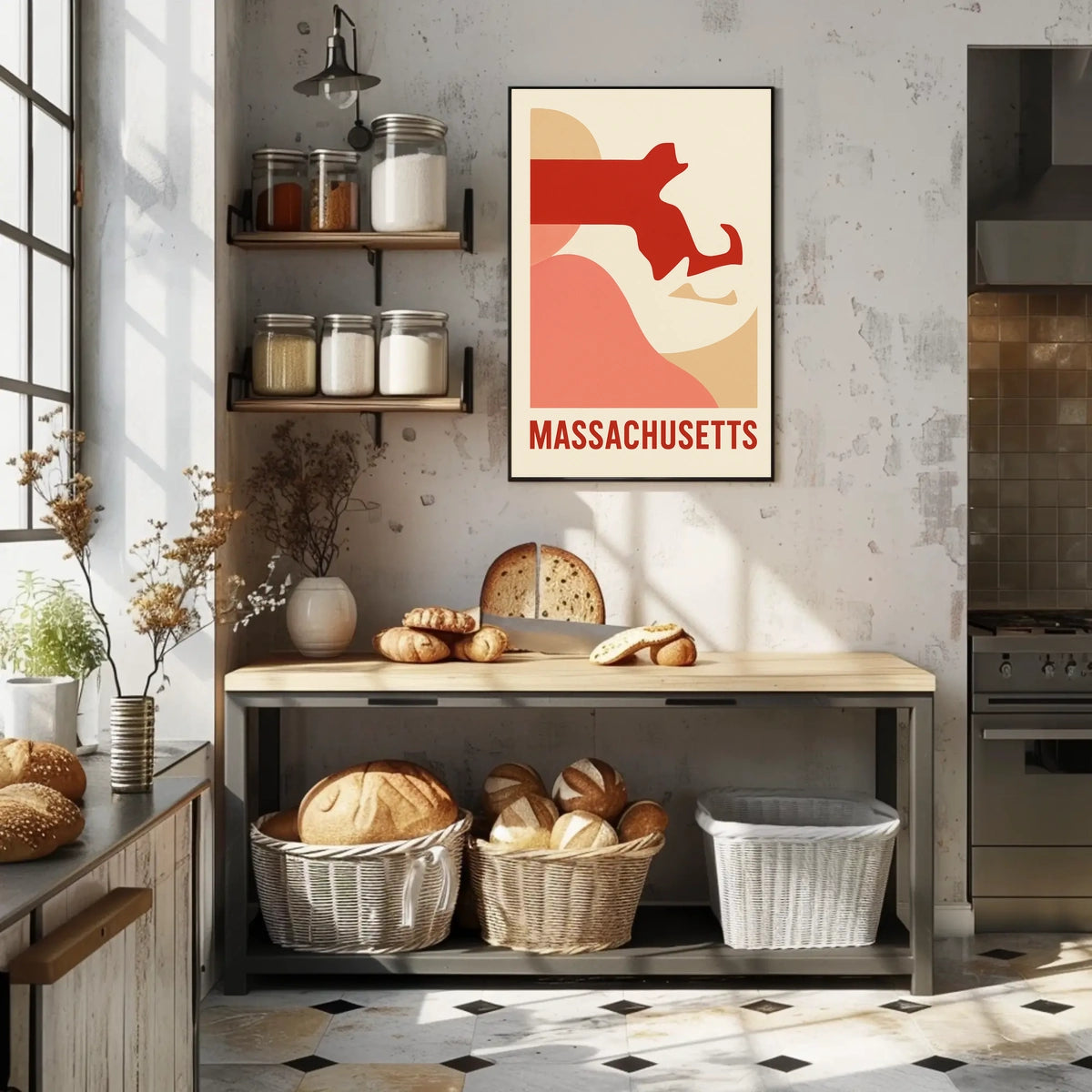 Massachusetts Abstract Art Poster