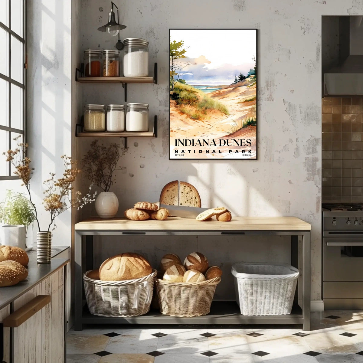 Indiana Dunes Watercolor Wall Art Poster