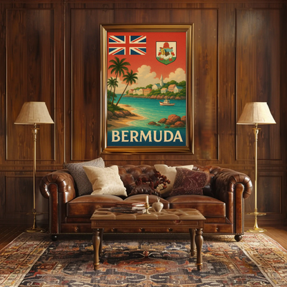 Bermuda Coastal Charm Vintage Travel Poster