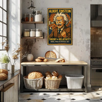 Curious Einstein Portrait Vintage Science Poster