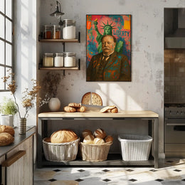 Liberty Meets Modern Chaos: Artistic or Pop Culture Poster