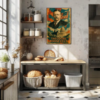 Theodore Roosevelt 26th President of the United States Layered Digital Collage Poster