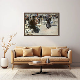 Vintage European Café Life: Impressionistic Art Poster