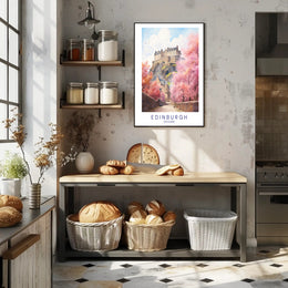 Edinburgh Castle Blossoms: Travel Art Poster PosterGoat