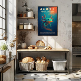Axolotl Nature Poster Vintage Aquatic Wall Art