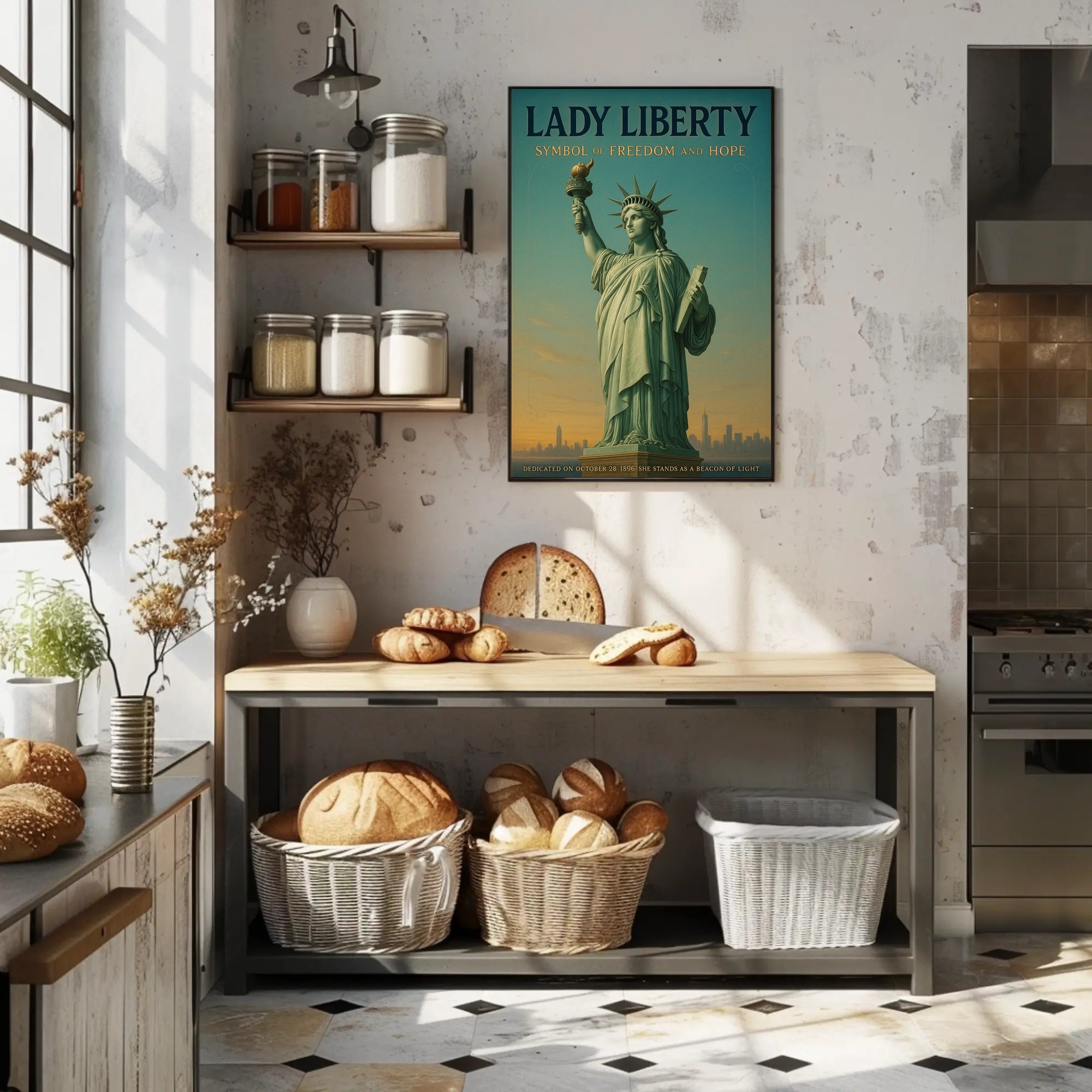 Statue of Liberty Patriotic Vintage Art Poster