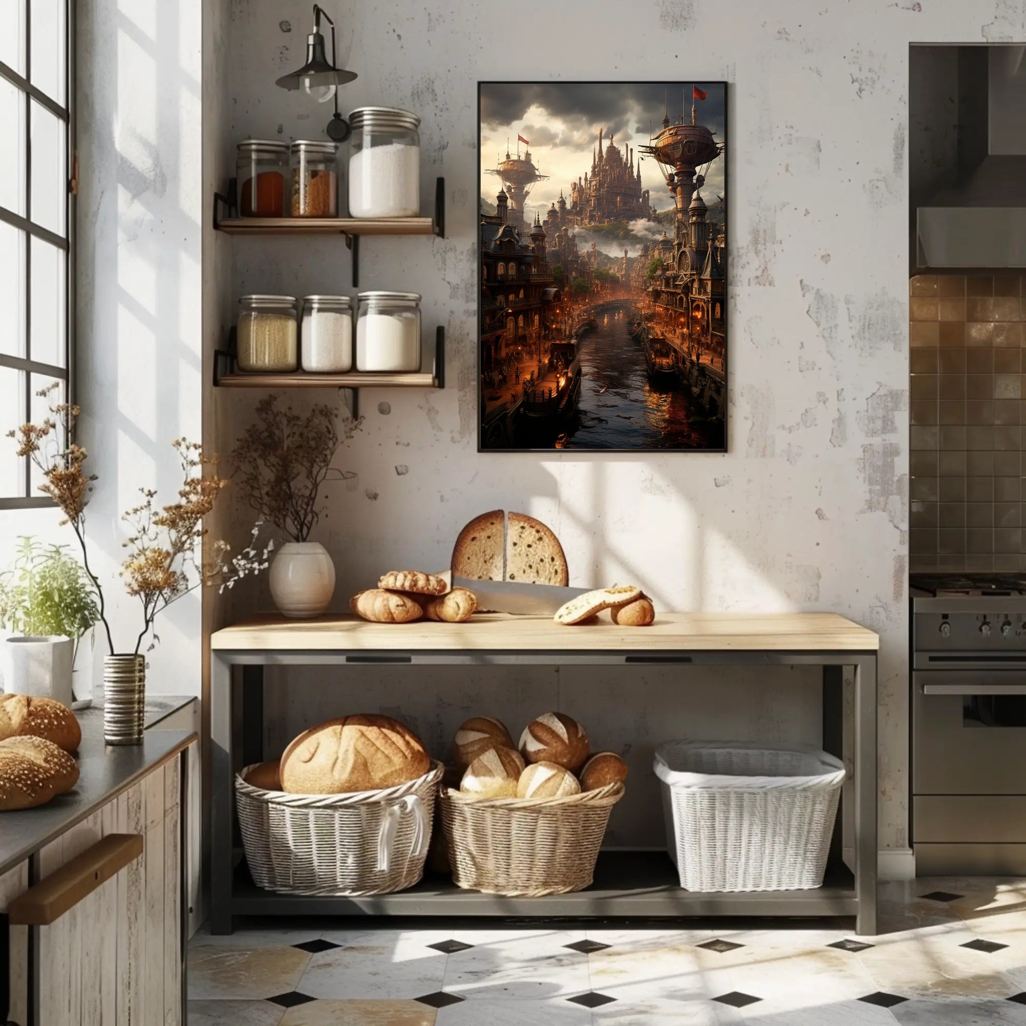 Steampunk Cityscape Poster