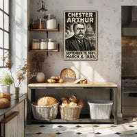 Chester A. Arthur 21st President of the United States B & W Comic Sketch Poster