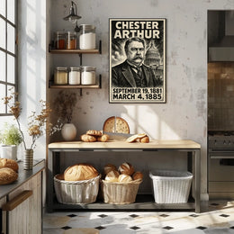 Chester A. Arthur 21st President of the United States B & W Comic Sketch Poster