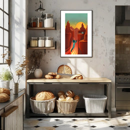 Futuristic Canyon Exploration Poster PosterGoat