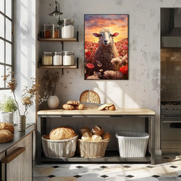 Serene Sheep At Sunset Poster PosterGoat