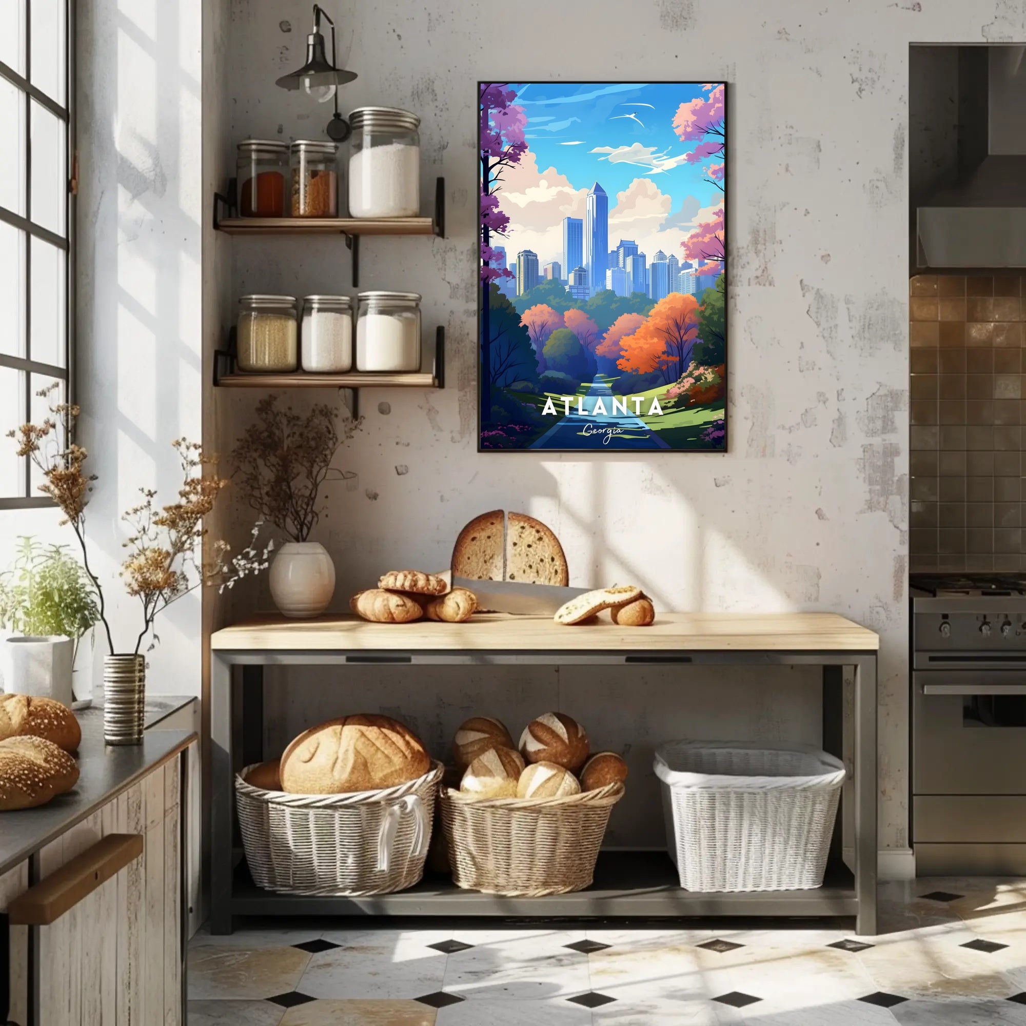 Vibrant Atlanta Cityscape with Urban Park Vibes Poster