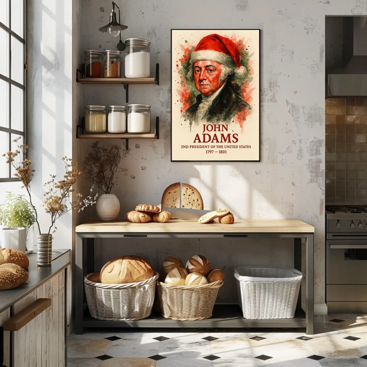 John Adams Watercolor Art Print, Historical or Presidential Poster