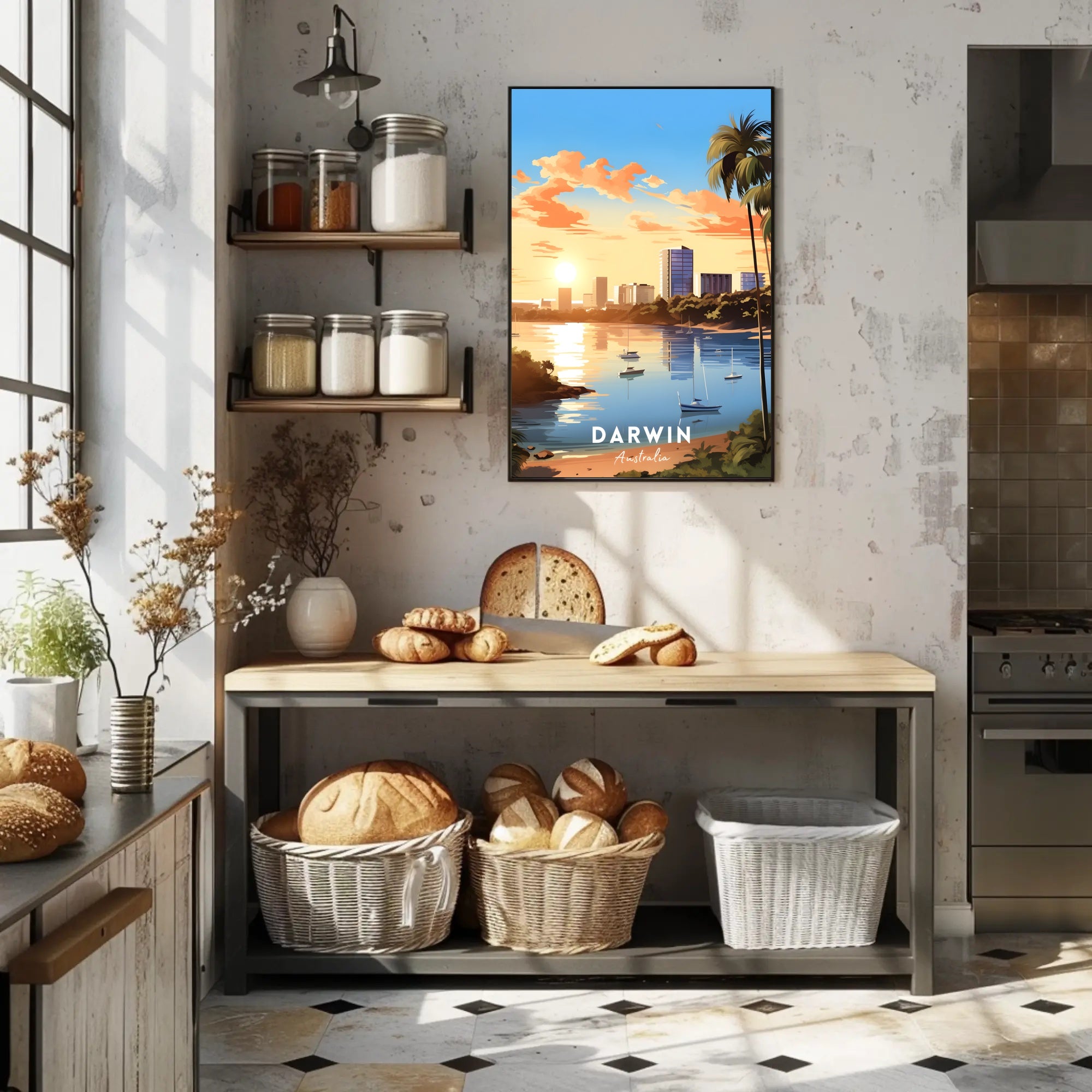 Serene Sunset in Darwin Urban or Cityscape Poster