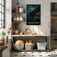 Amalfi Coast At Night Poster Wall Art For Coastal Decor