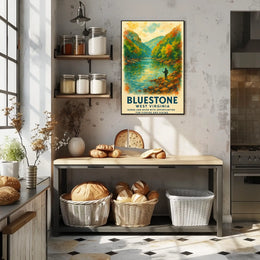 Bluestone Gorge Autumn Fishing Watercolor Poster