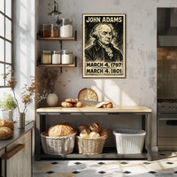 John Adams 2nd President of the United States B & W Comic Sketch Poster