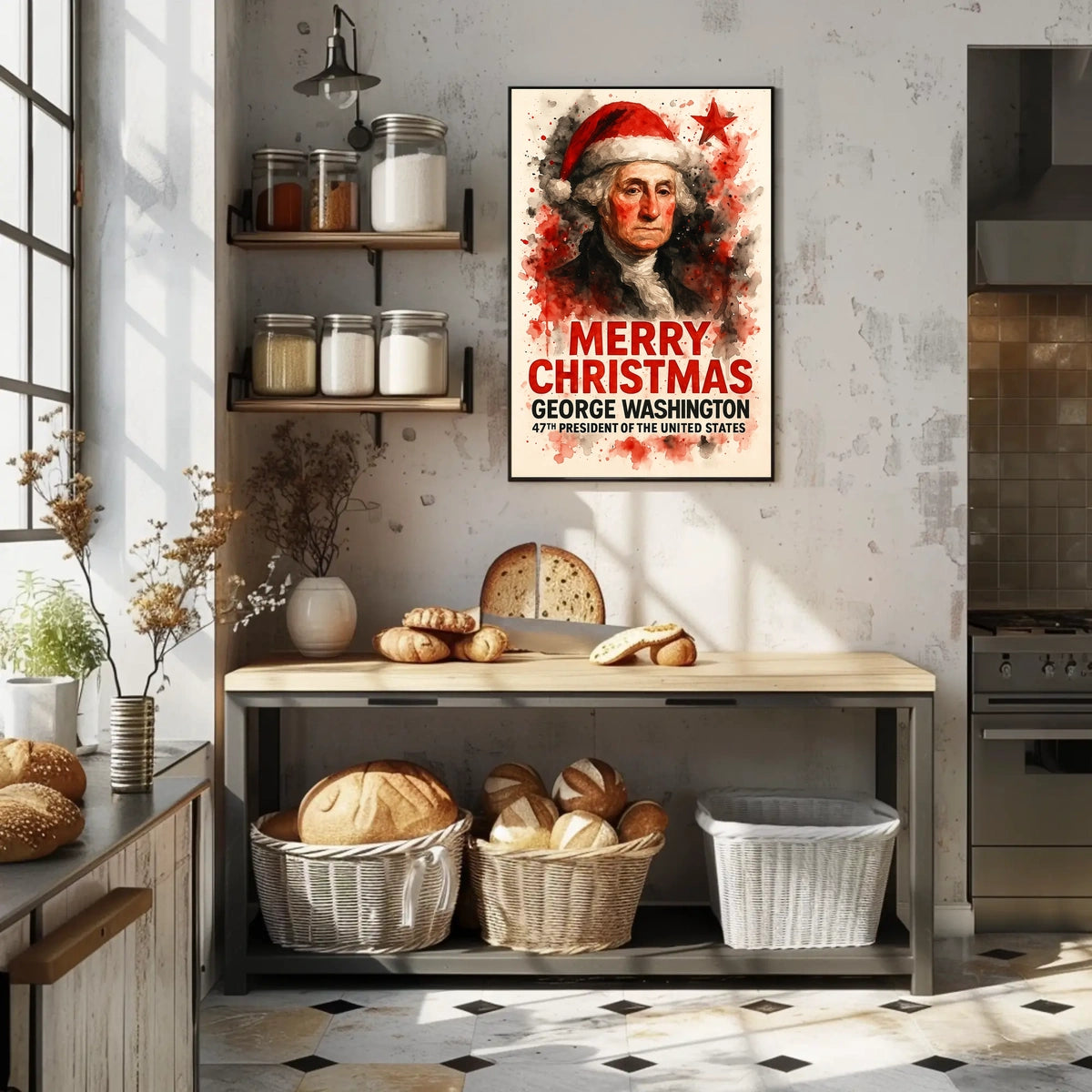 George Washington Jolly 47th President Christmas Poster