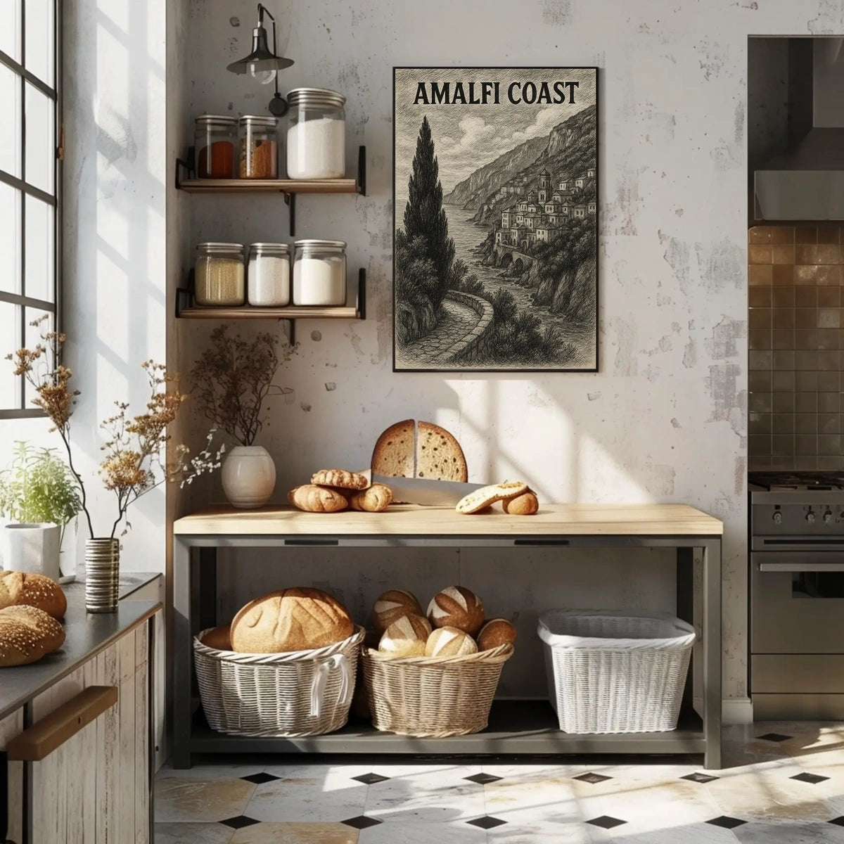 Amalfi Coast Poster Sea View Print Coastal Decor Wall Art