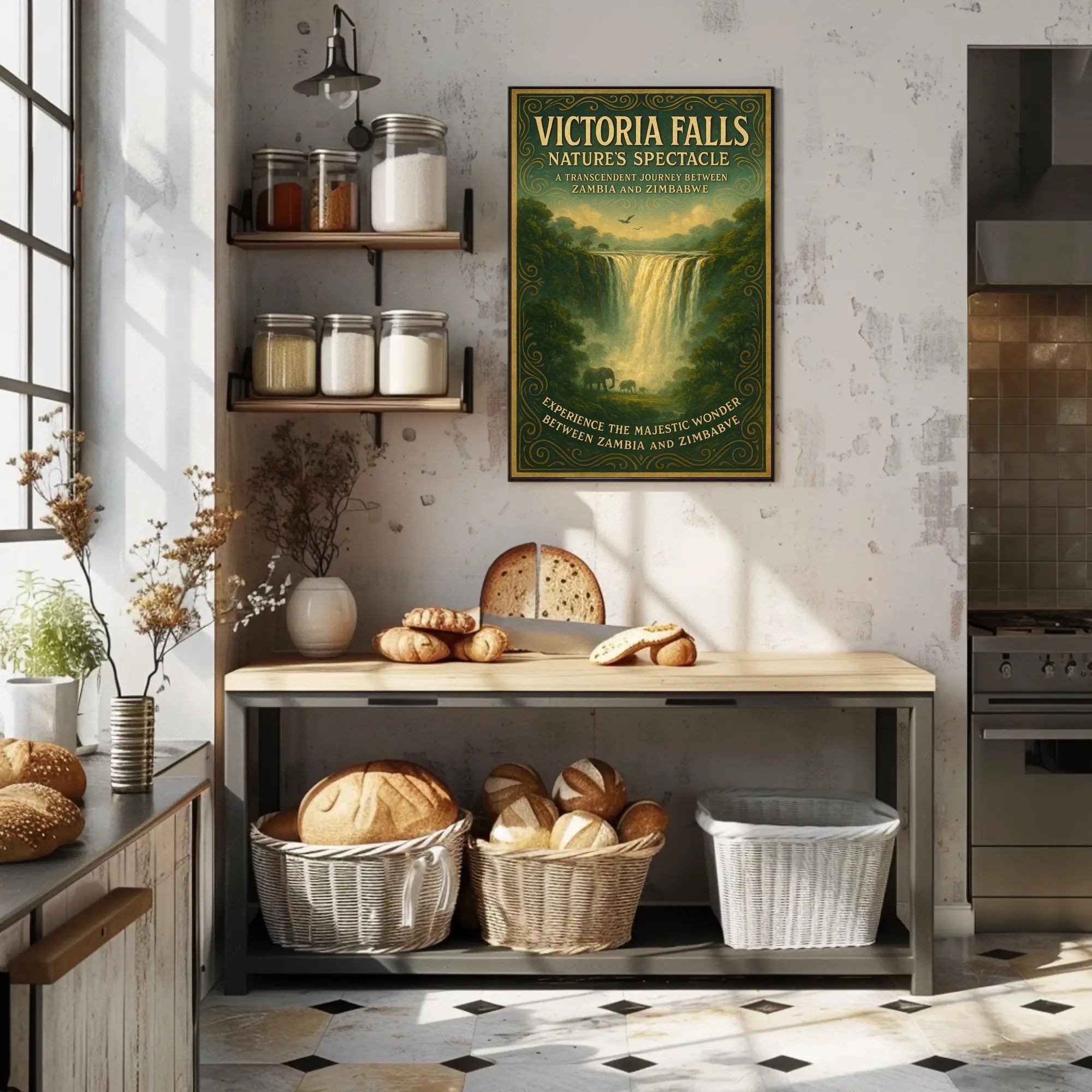 Victoria Falls Nature's Spectacle Vintage Travel Poster
