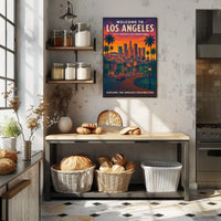 Los Angeles Skyline Retro Travel Poster Art Print