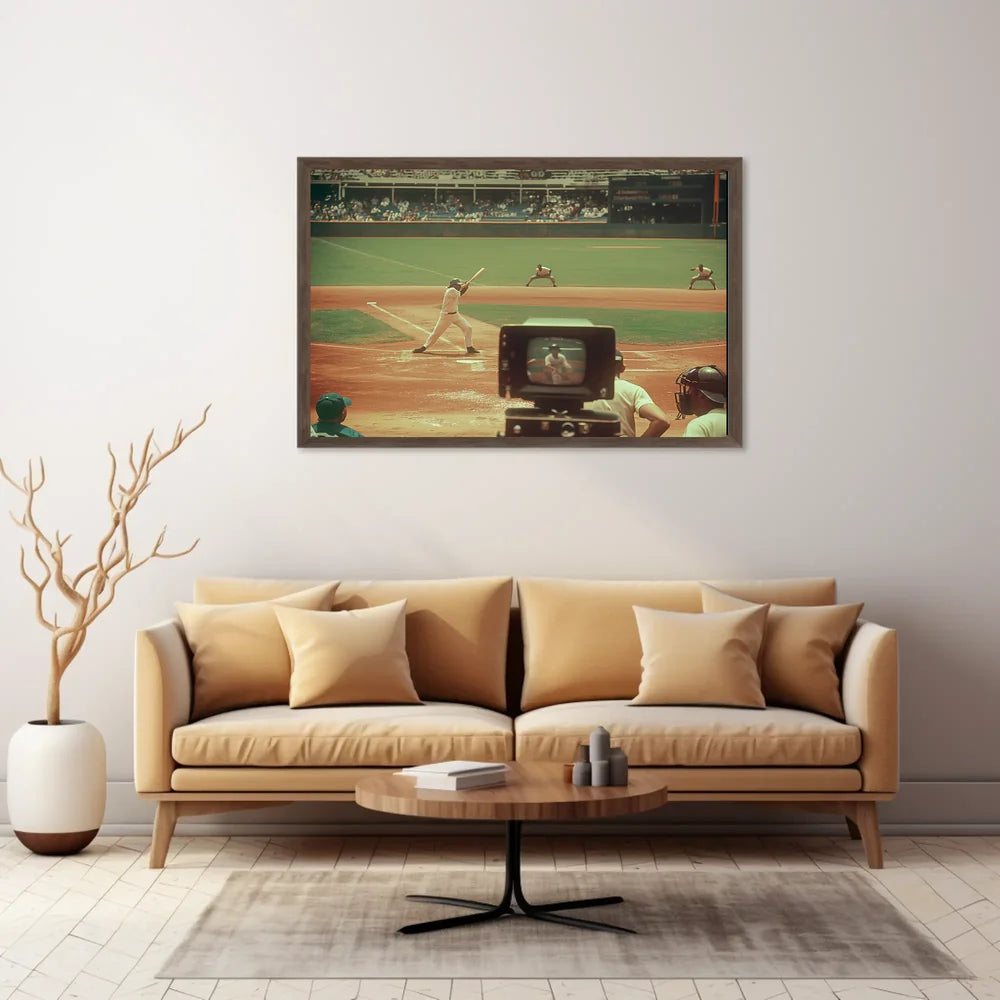 Vintage Baseball Game Nostalgia Poster Mid-Century Style