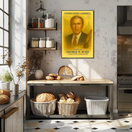 George W. Bush 43rd President of the United States Vintage Watercolor Poster