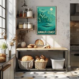 Amalfi Coast Futuristic Fantasy Poster