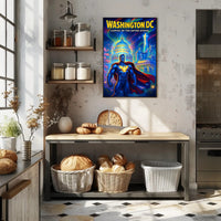 Superhero Patriotism in Washington DC Pop Culture Poster