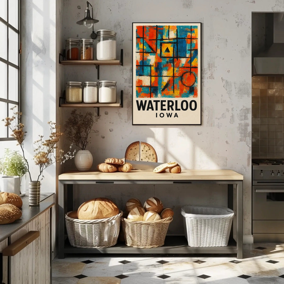 Waterloo Iowa Modern Abstract Art Poster Print