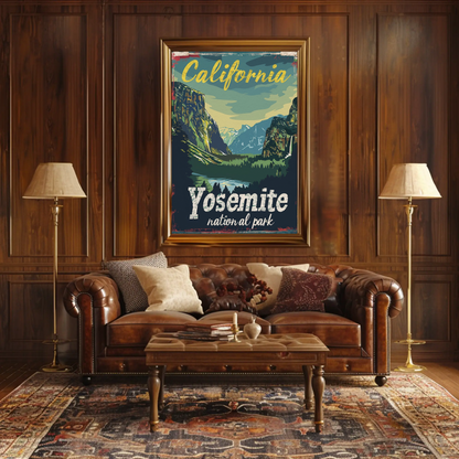 California Yosemite Valley Scenic Travel Poster