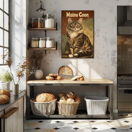 Maine Coon Cat Studio Portrait Realistic Photography Poster
