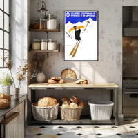 Dynamic Skier in Pyrenees Auvergne Winter Sports Poster PosterGoat