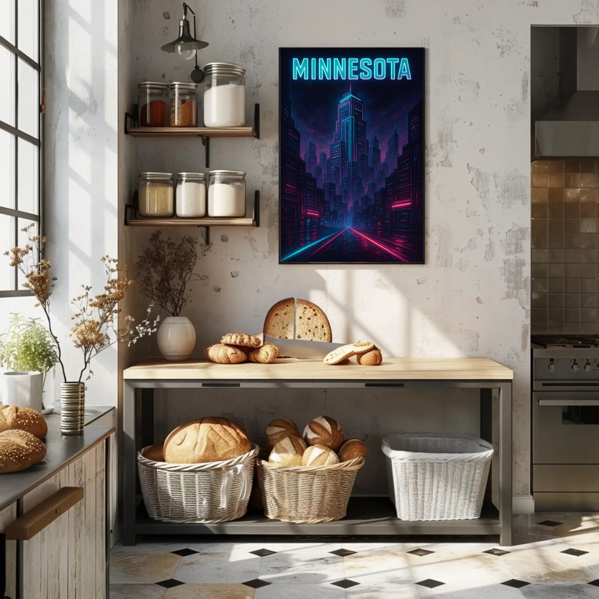 Neon Minnesota Skyline Poster