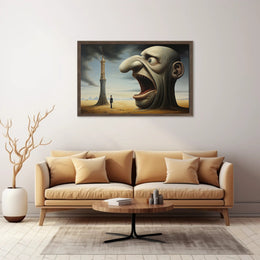 Surreal Desert Landscape with Grotesque Elements - Artistic Poster
