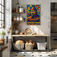Genghis Khan Mosaic Portrait Poster