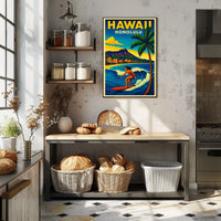 Surfing In Honolulu Poster