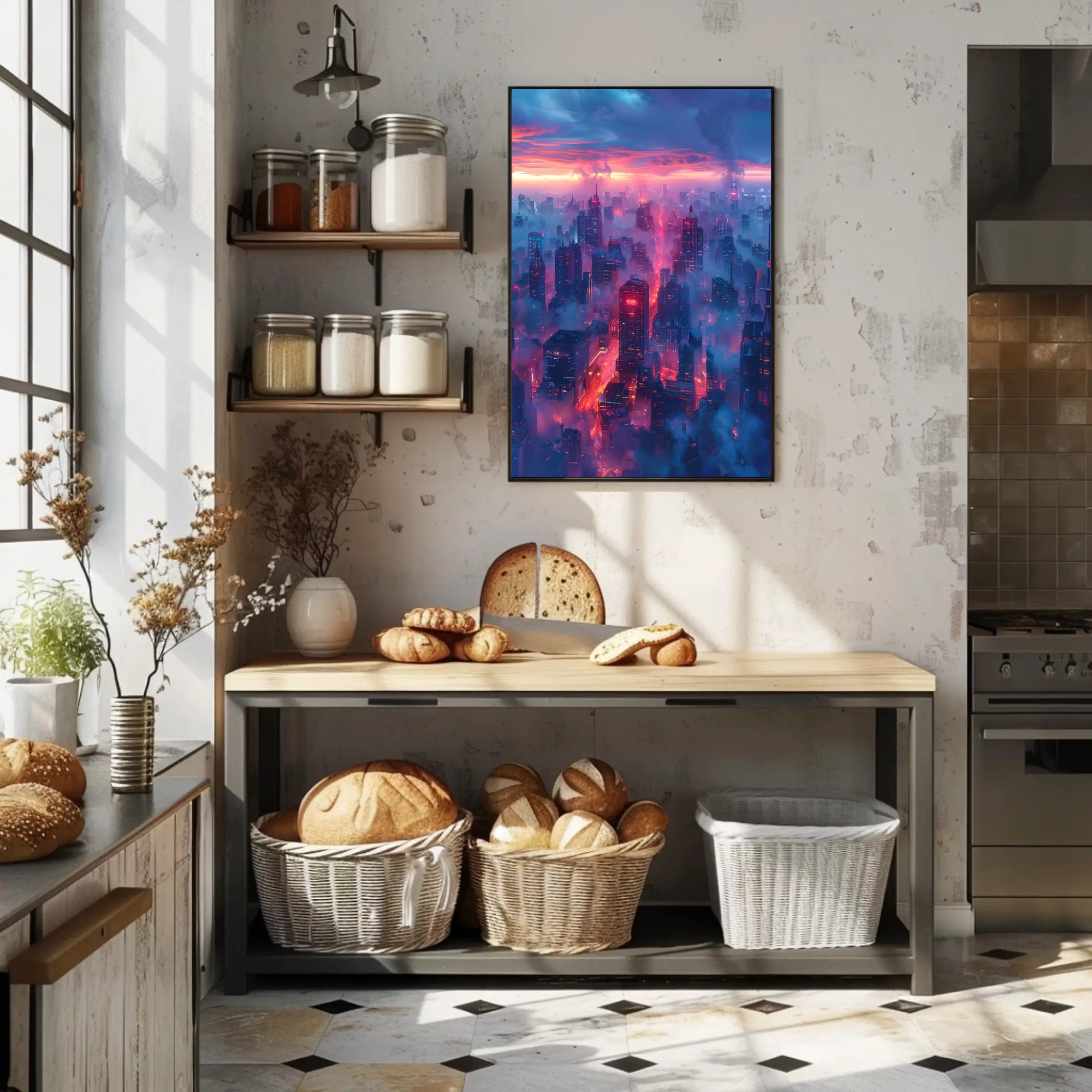 Futuristic Cityscape Cyberpunk Art Poster PosterGoat