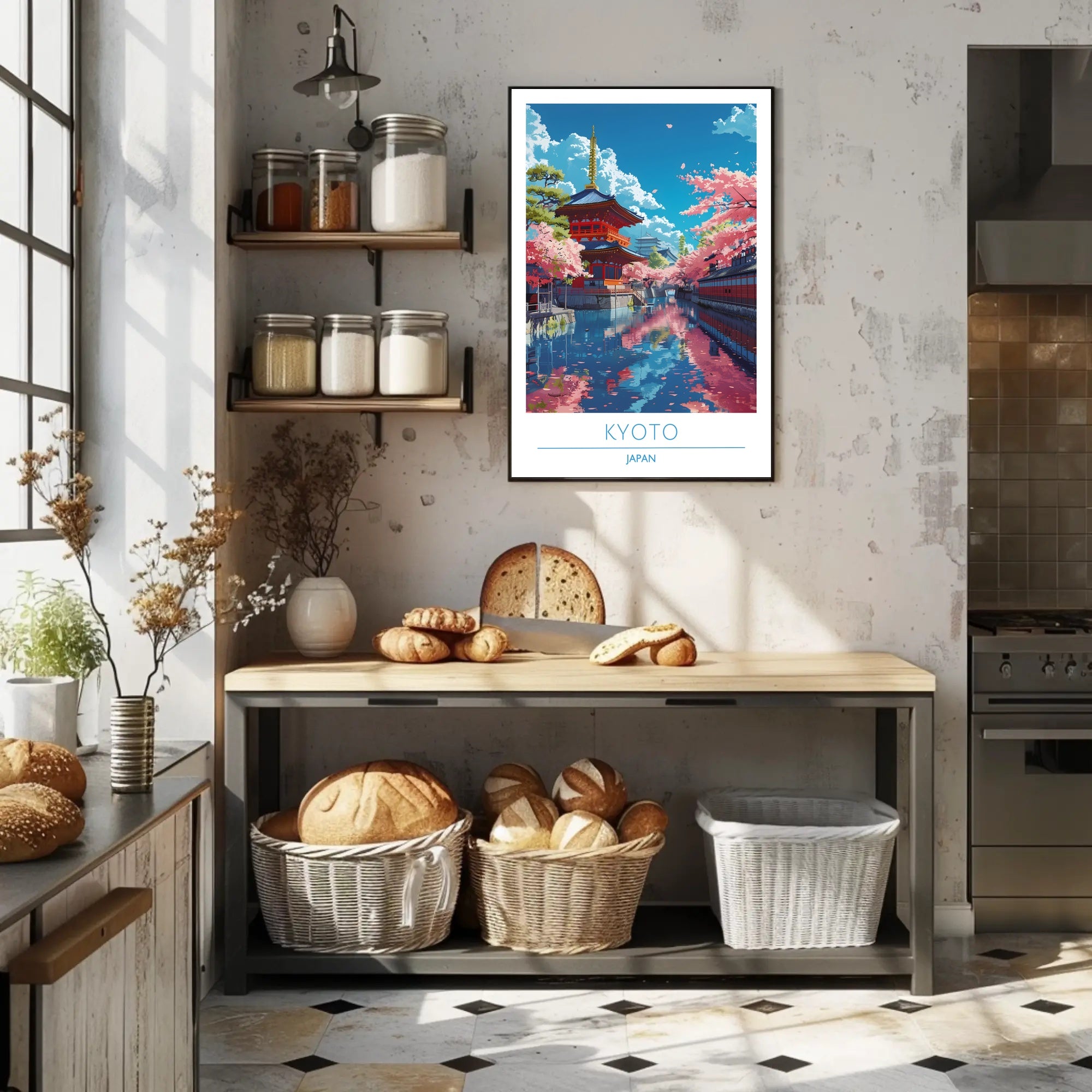 Kyoto Serenity: Cherry Blossoms & Pagoda Cultural Poster