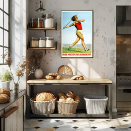 Soviet Javelin Thrower Vintage Art Sports Poster