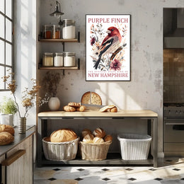 Purple Finch State Bird Art Poster Print