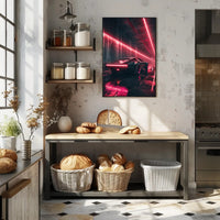 Futuristic Cyberpunk Car Poster: Neon Tunnel Vision PosterGoat