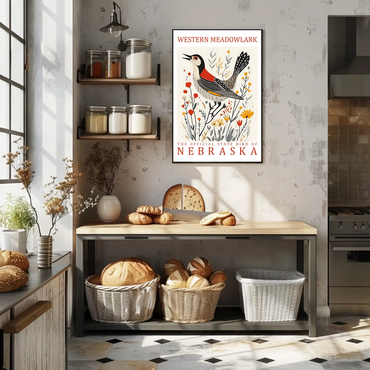 Western Meadowlark State Bird Art Poster Print