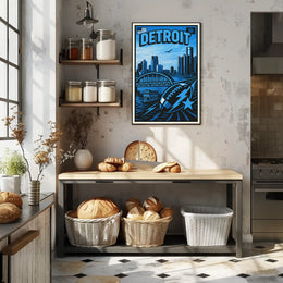 Detroit Skyline and Sports Poster PosterGoat