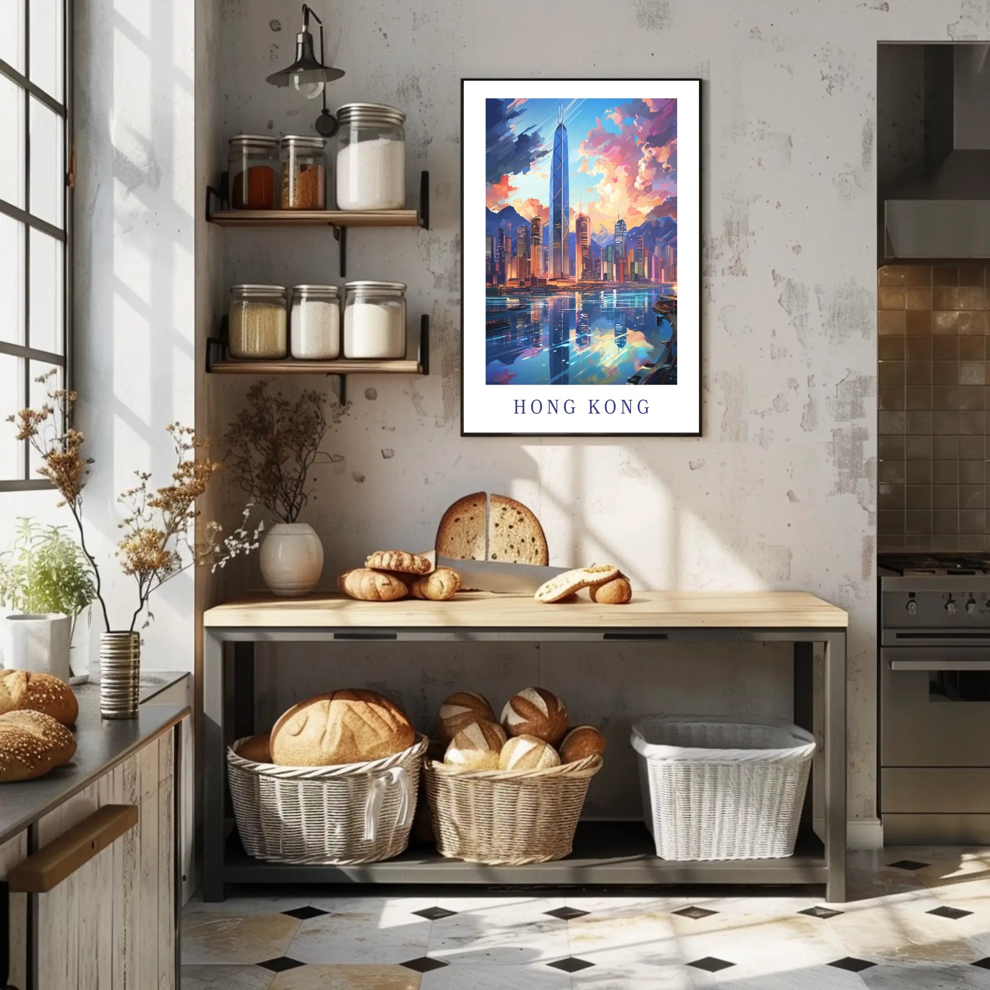 Hong Kong Skyline Vibrant Urban Cityscape Travel Poster PosterGoat