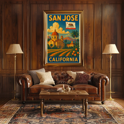 San Jose California Mission Travel Poster